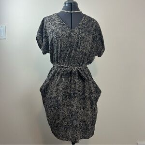 Sweet Rain Printed Tie Waist Dress With Pockets | Flattering V Neck Mini